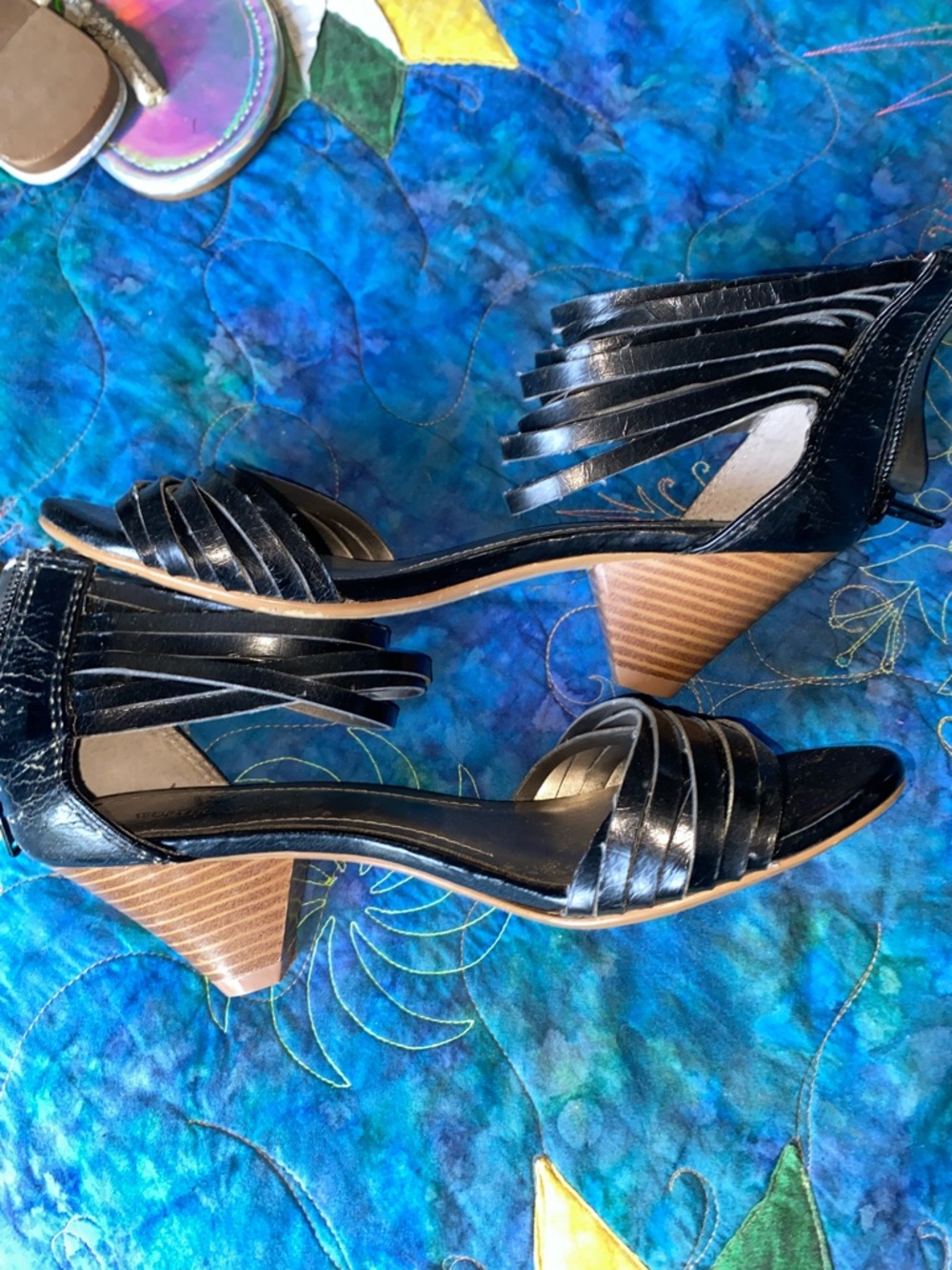 Worthington Black Strappy Low Block Heel Sandals